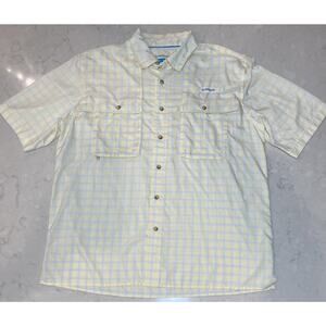 Magellan Men’s Fishing Shirt Short Sleeved Yellow & Green Plaid Large Mag Wick